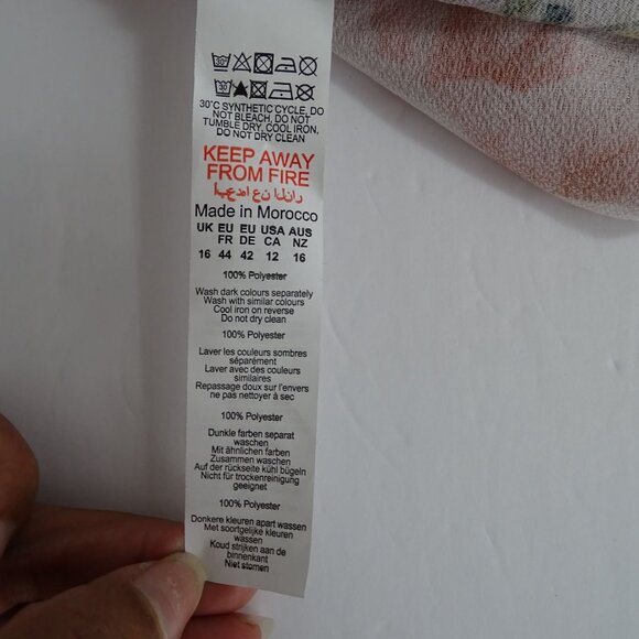 Boohoo Floral Crepe Smock Dress Women Size 12 Pink Tiered Short Sleeve NEW - Picture 6 of 10